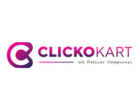 Logo of ClickoKart showcasing vibrant colors and tagline ‘We Deliver Happiness’