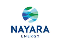 Brand logo of Nayara Energy with abstract wave pattern