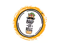 Logo of Baap of Rolls, featuring a mustached character and vibrant colors.