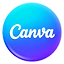 Canva logo in gradient blue and purple design