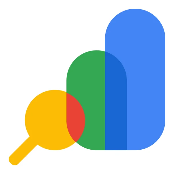 Logo of Google Search Console featuring a magnifying glass and colorful bars with vibrant colors