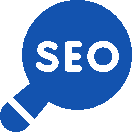 Illustration represents a magnifying glass with highlighting the text SEO
