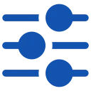 Blue Filter Icon representing advanced customization settings