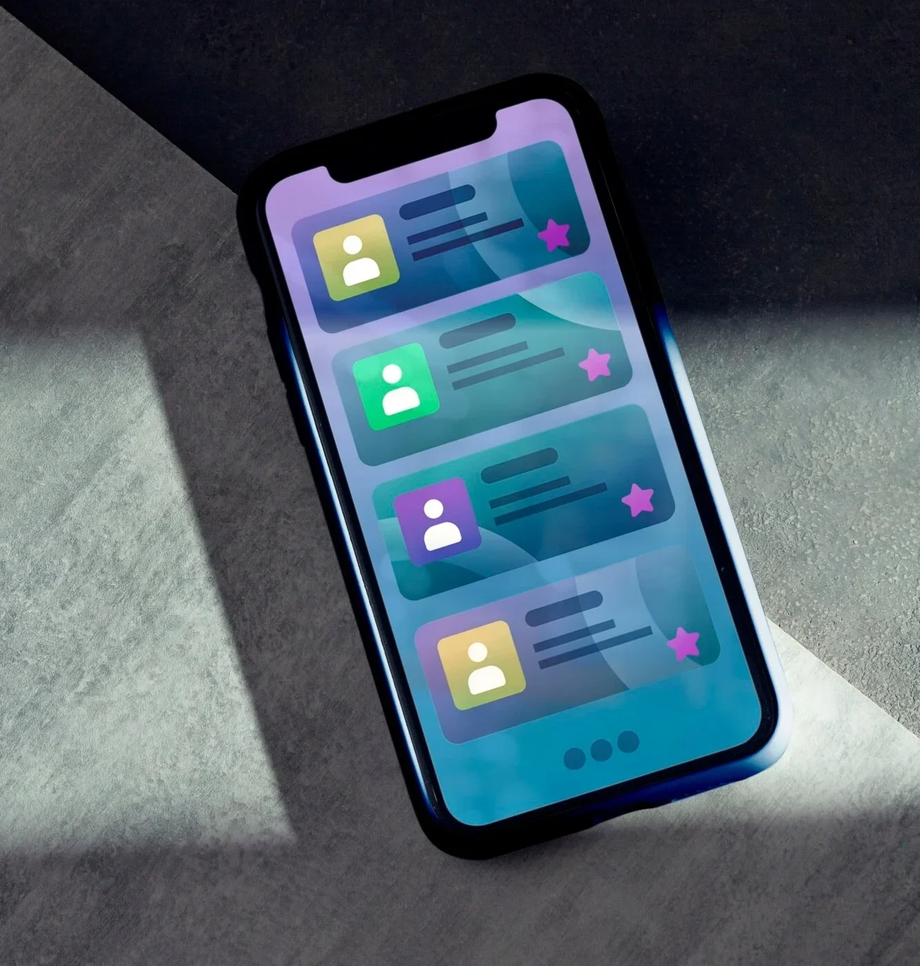 A smartphone displaying a social media app interface on its screen.